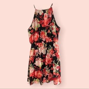 Floral Halter Neckline Dress